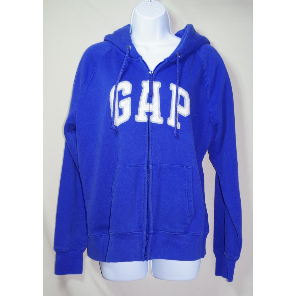 Gap Womens Royal Blue Arch Logo Full Zip Fleece Hoodie Sweatshirt XL
